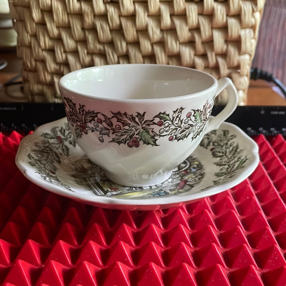 JOHNSON BROS “MERRY CHRISTMAS” TEACUP AND SAUCER